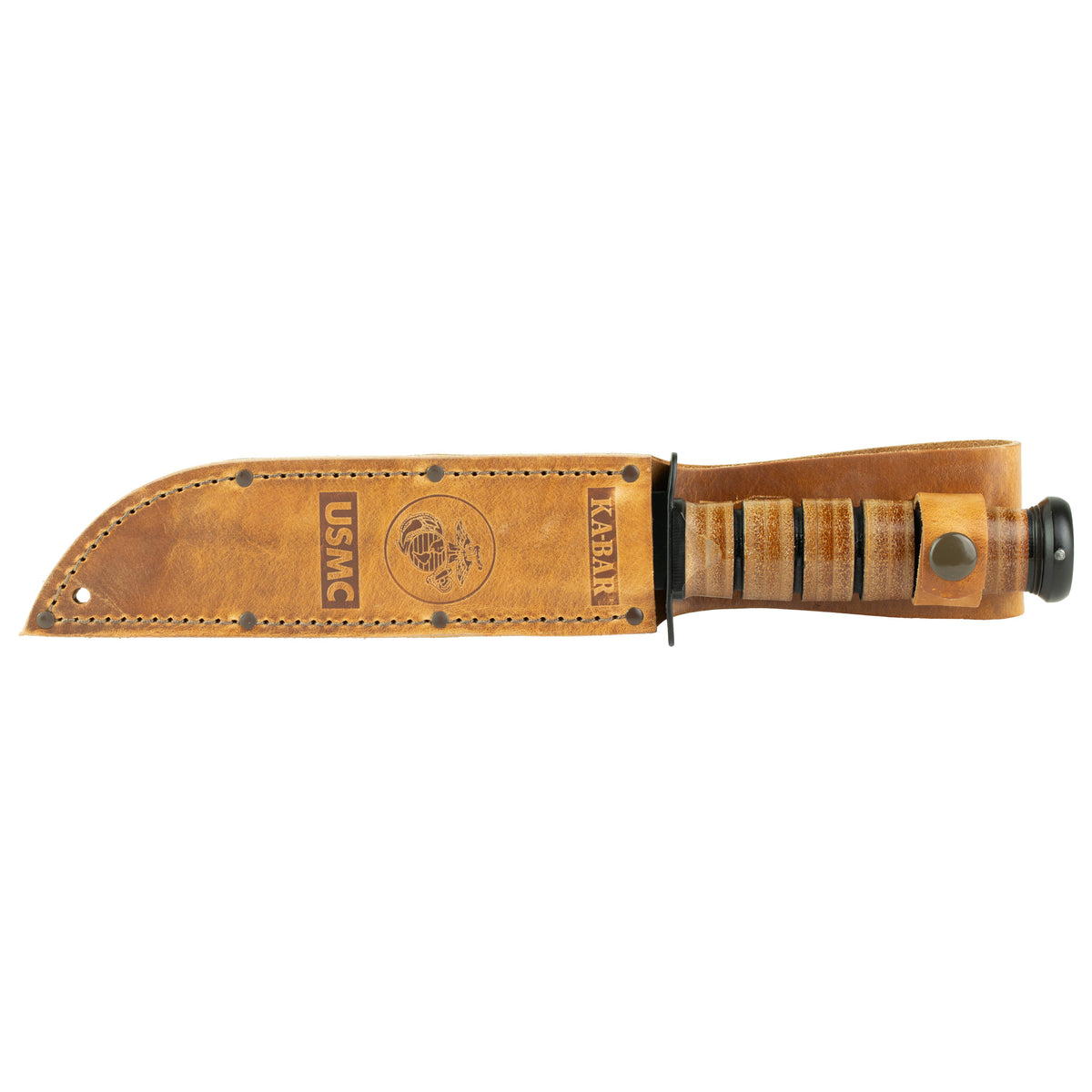 KA-BAR USMC Fighting Knife, 7" Fixed Blade, Leather Sheath