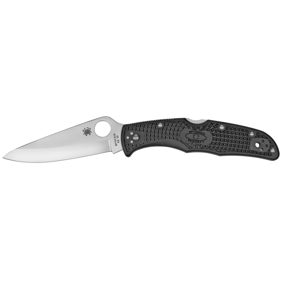 Spyderco Endura 4 Lightweight Folding Knife, Plain Edge (Color: Black)
