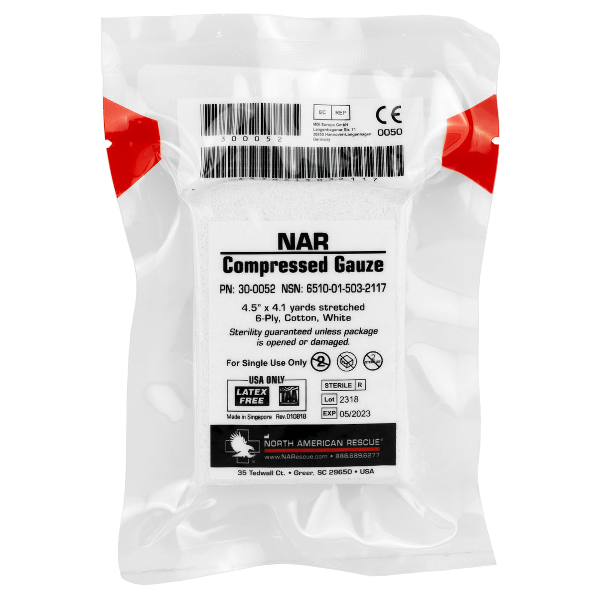 North American Rescue Compressed Gauze, 4.5" x 4.1 yd