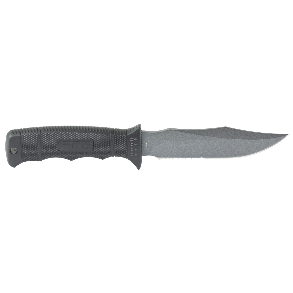 SOG Seal Pup 4.75" Fixed Blade Knife, Partially Serrated (Color: Black)