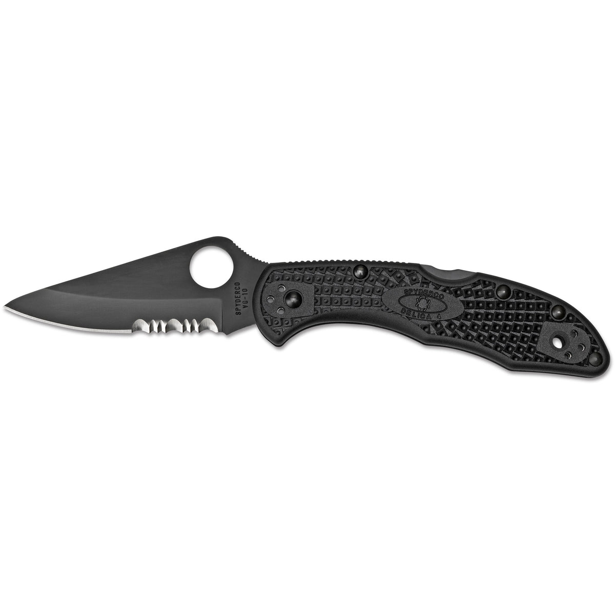 Spyderco Delica 4 2.875" Folding Knife, Combo Edge, Black Blade (Color: Black)