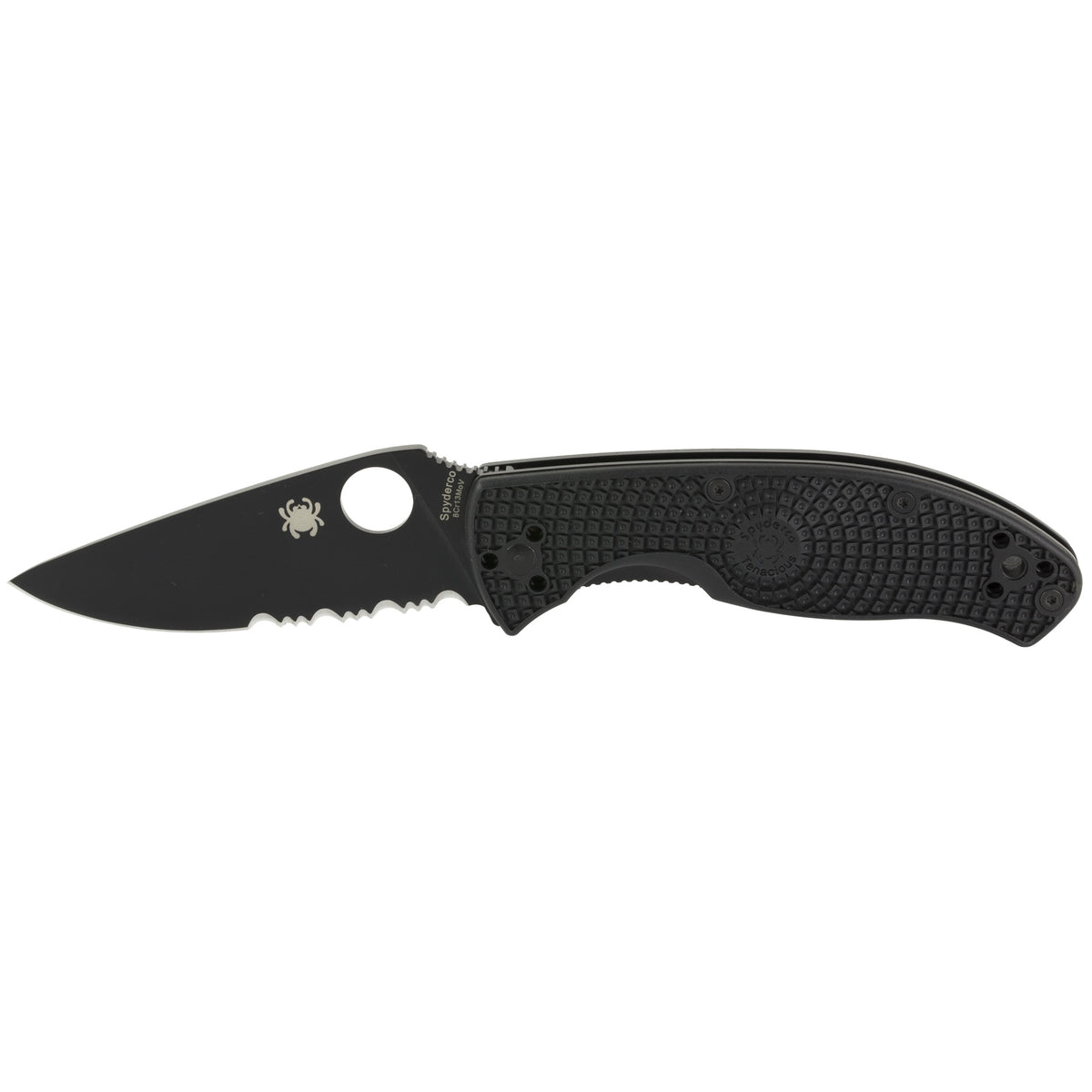 Spyderco Tenacious Lightweight 3.39" Folding Knife, Combo Edge (Color: Black)
